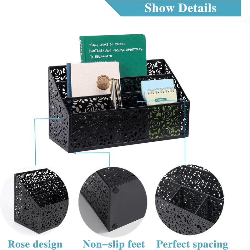DINGTAI Mail Organizer Countertop, Modern Mail Holder Countertop, Desk Organizers and Accessories, Boho Desk Accessories, Bill Mail Papers Letters Organizer, Mail Sorters, Pencil holders(Black) - Image 3